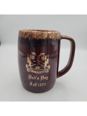 Vintage Hull Oven Proof University Fraternity Dads Day 1970 Coffee Mug Brown